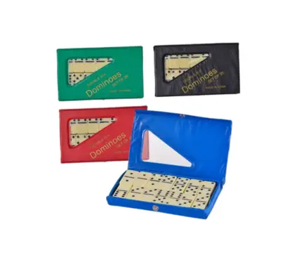 Elegant Faux Ivory Dominoes Set In Carry Case